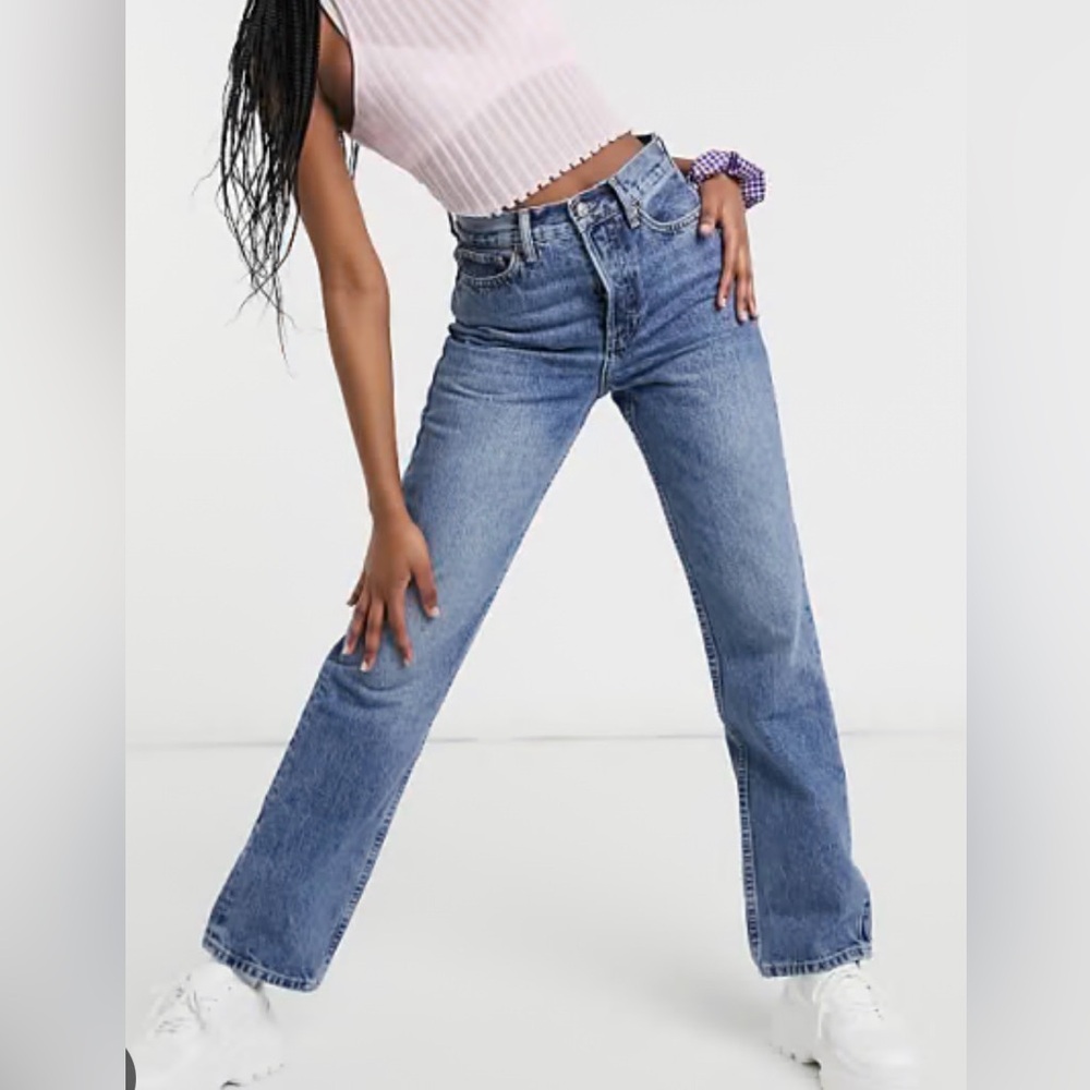 Top Shop Dad Jeans, Women's Waist Size 26 Length 30, Cigarette Straight Leg